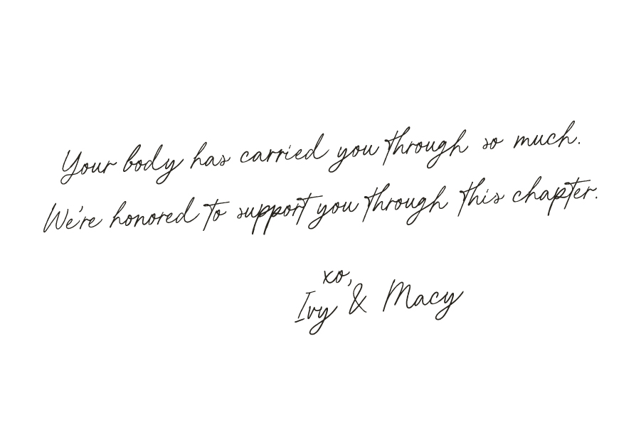 A personal handwritten welcome note from Ivy and Macy