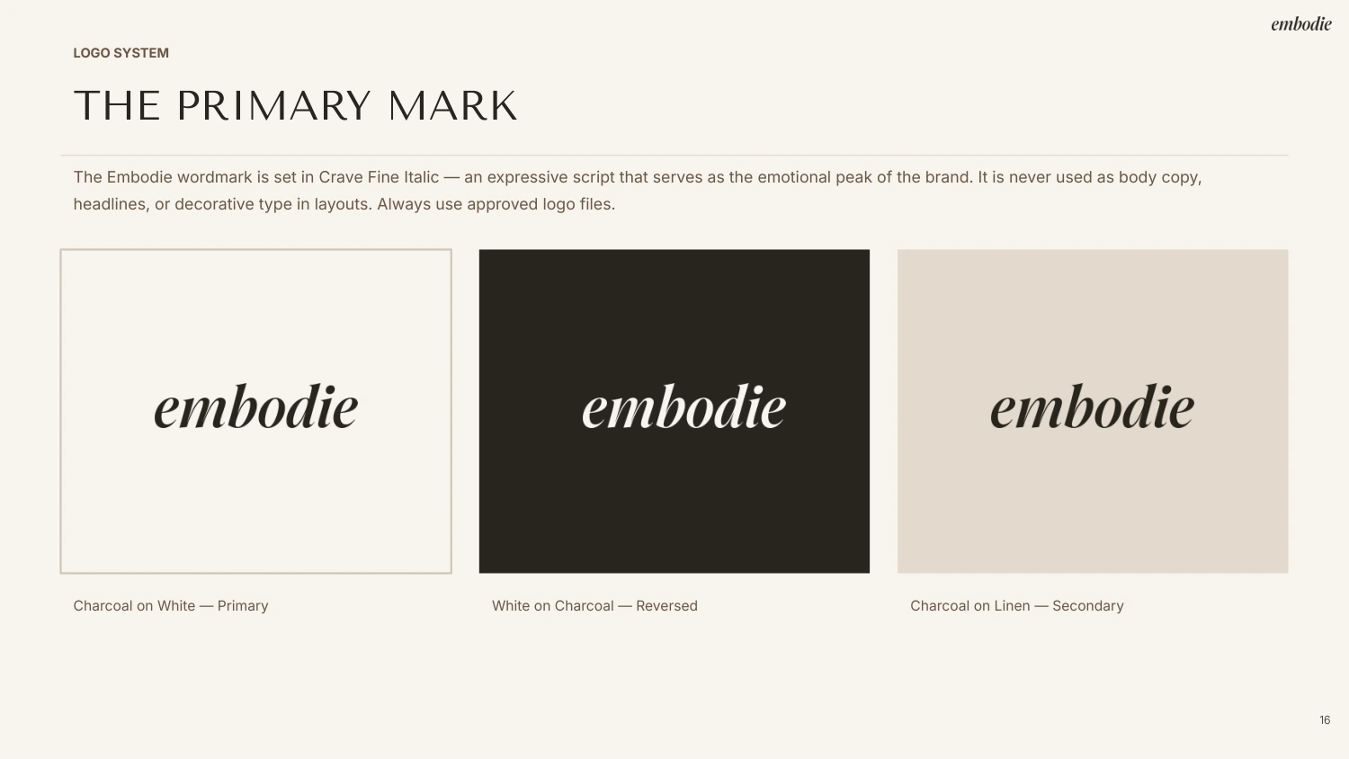 Embodie primary wordmark guidelines
