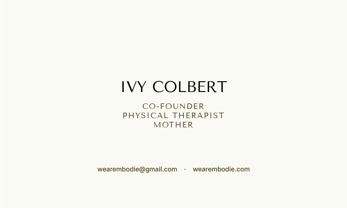 Embodie business card for Ivy Colbert