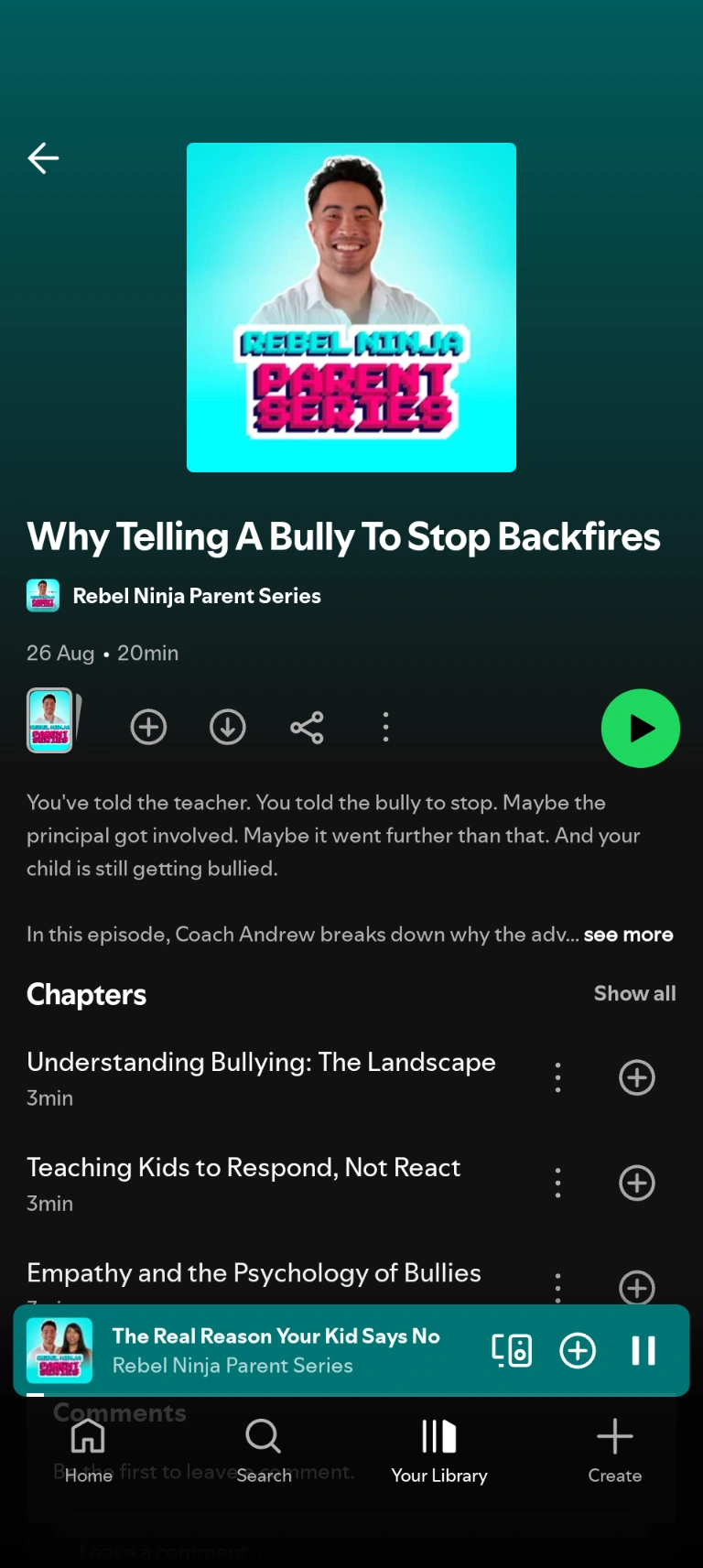 Rebel Ninja Parent Series podcast on Spotify