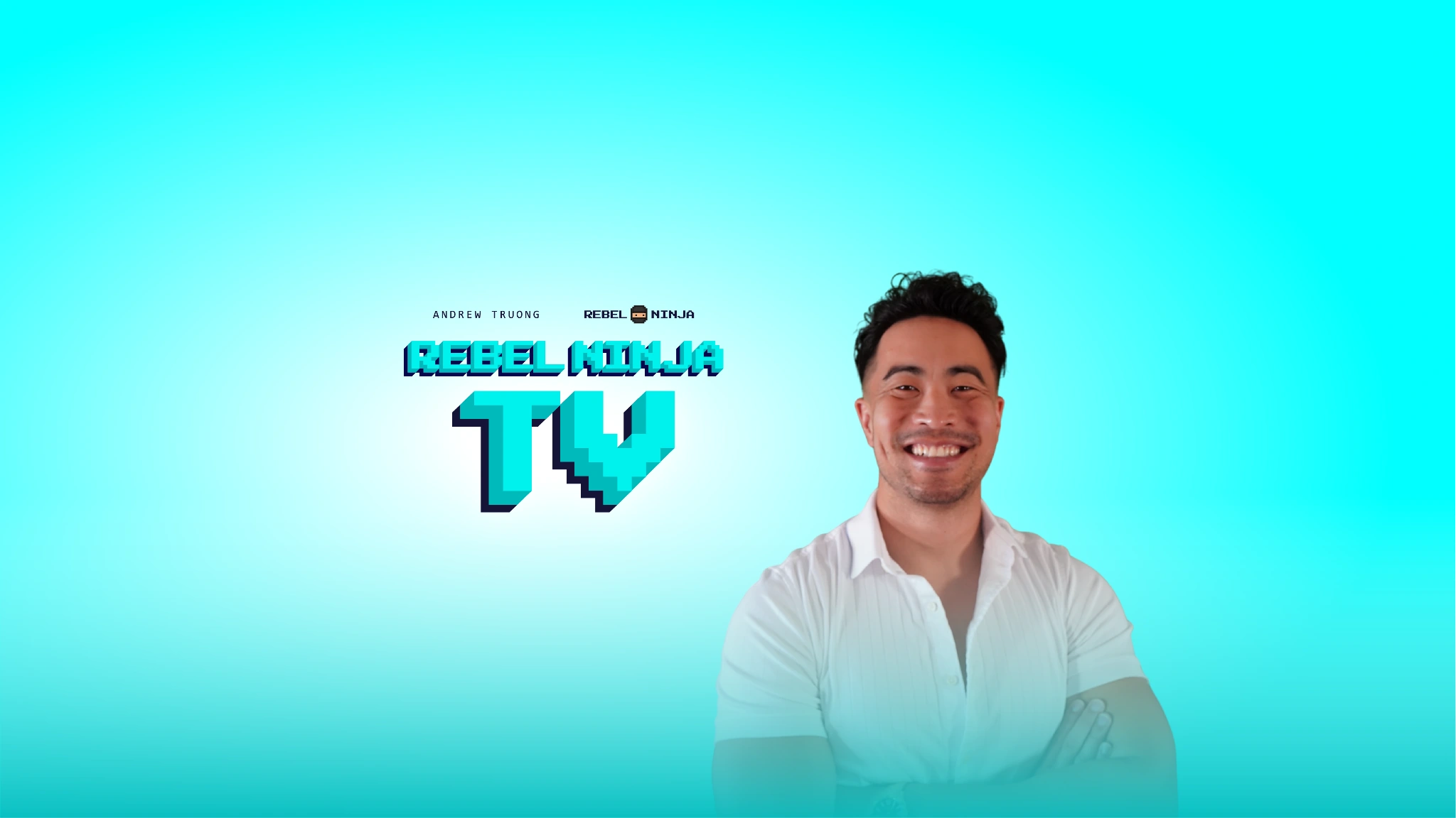 Rebel Ninja TV artwork on a bright teal background